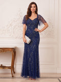 Nola Celine Navy Blue front view mother of the bride dress