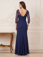 Francesca Noor Navy Blue back view mother of the bride dress