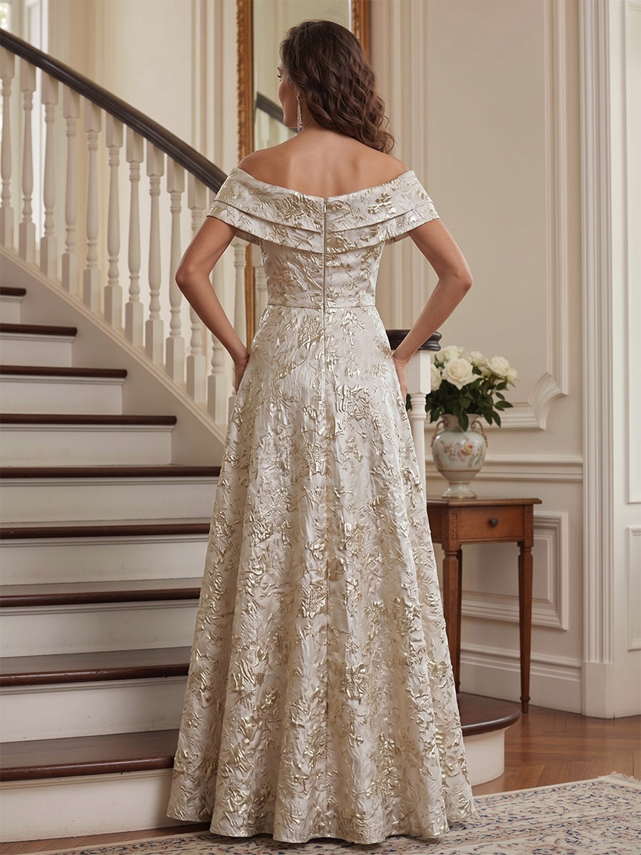 Claudia June Champagne back view mother of the bride dress