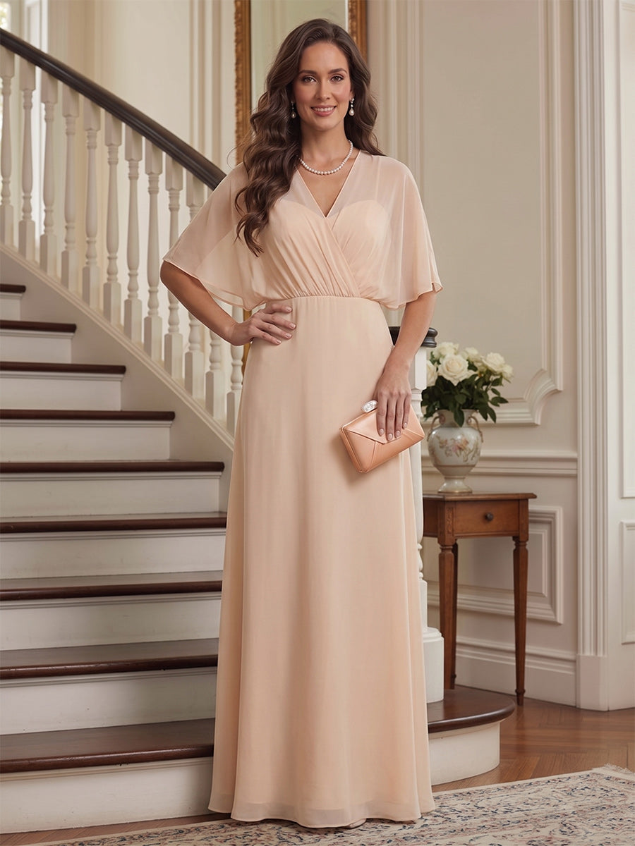 Dahlia Grace Champagne front view mother of the bride dress