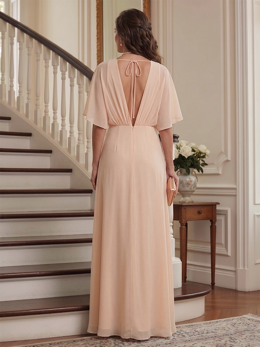 Dahlia Grace Champagne back view mother of the bride dress