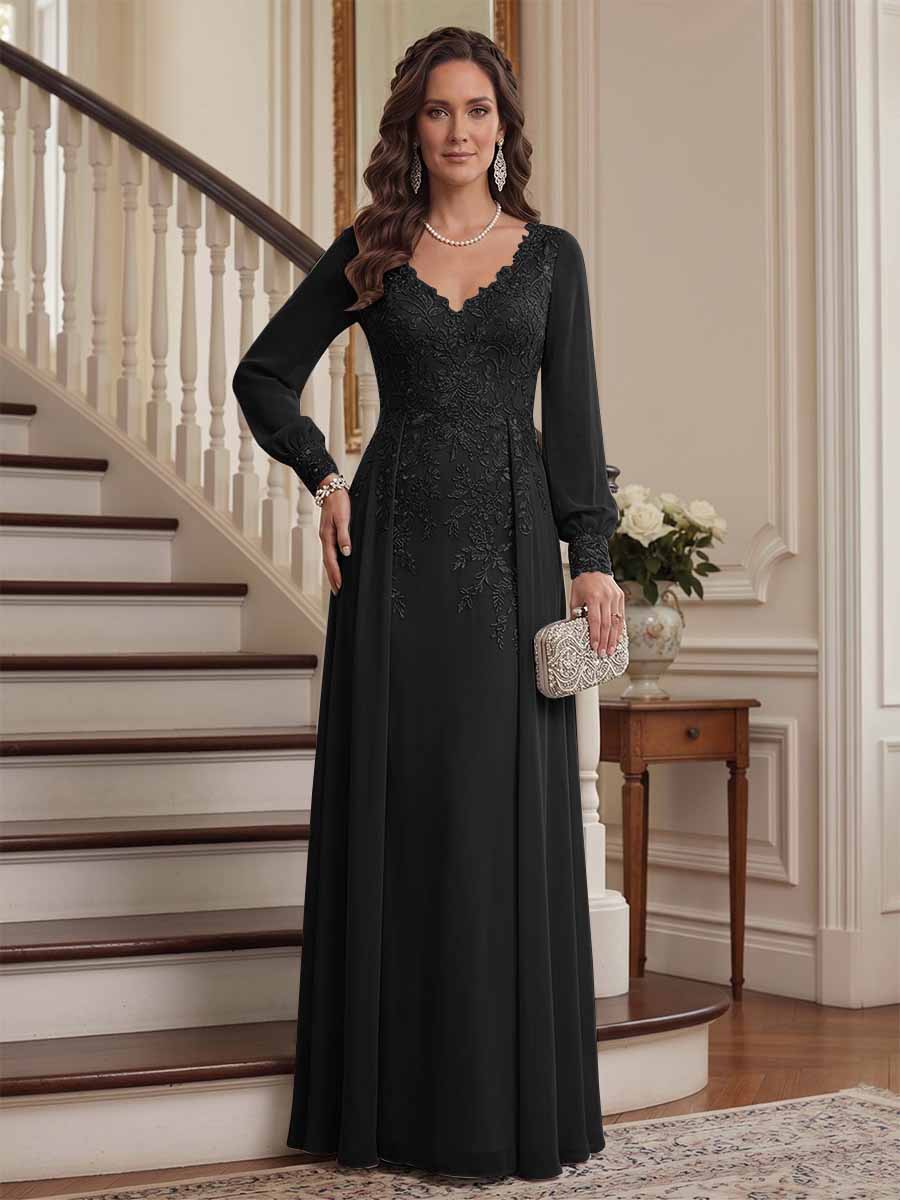 Aveline black front view mother of the bride dress