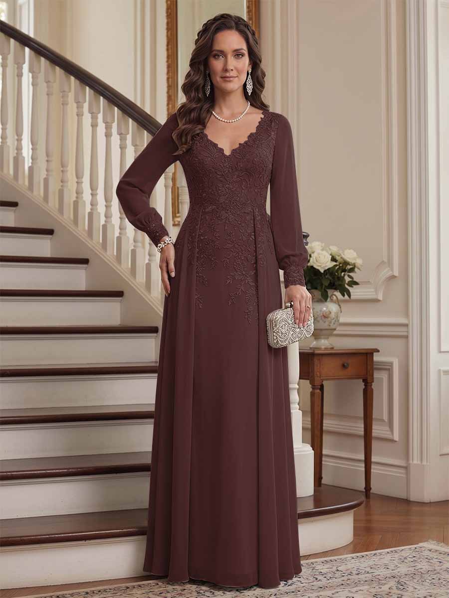 Aveline brown front view mother of the bride dress