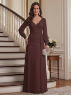 Valencia Belle Brown front view mother of the bride dress