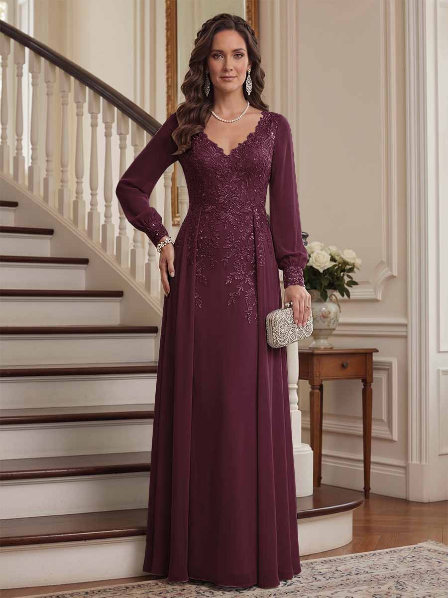 Valencia Belle Burgundy front view mother of the bride dress
