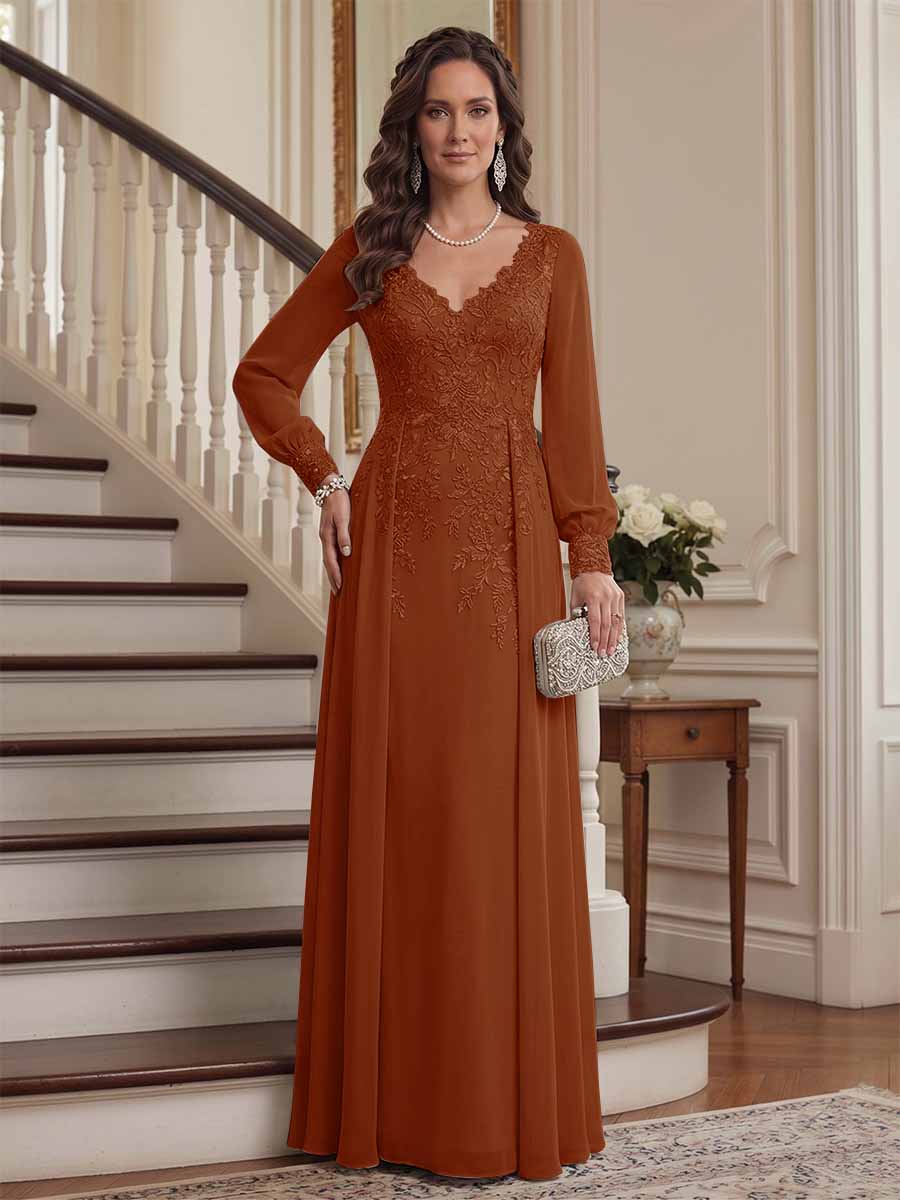 Aveline burnt orange front view mother of the bride dress
