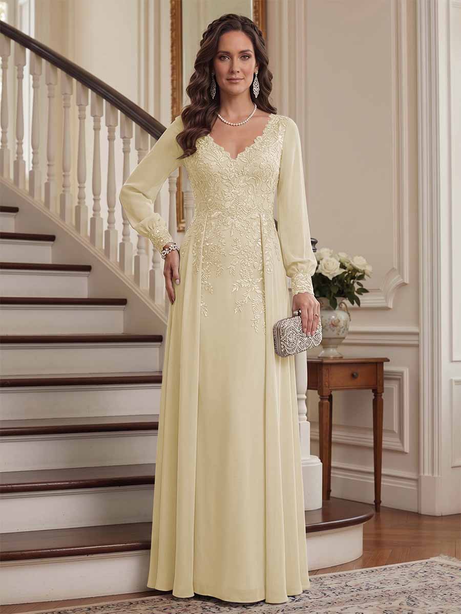 Aveline champagne front view mother of the bride dress
