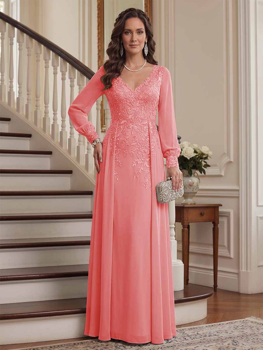 Valencia Belle Coral front view mother of the bride dress
