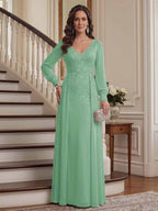 Aveline eucalyptus front view mother of the bride dress