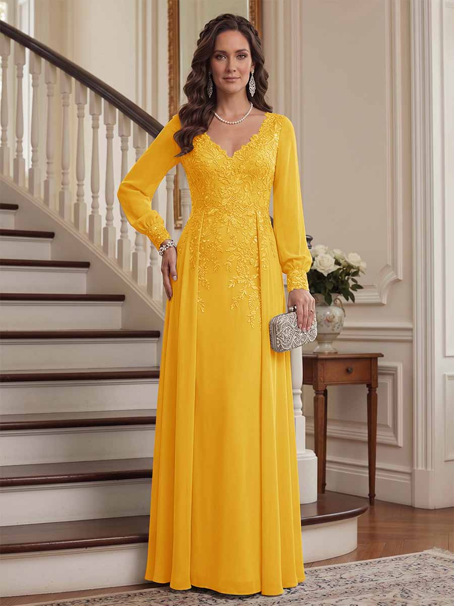 Valencia Belle Gold front view mother of the bride dress