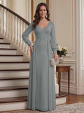 Aveline grey front view mother of the bride dress