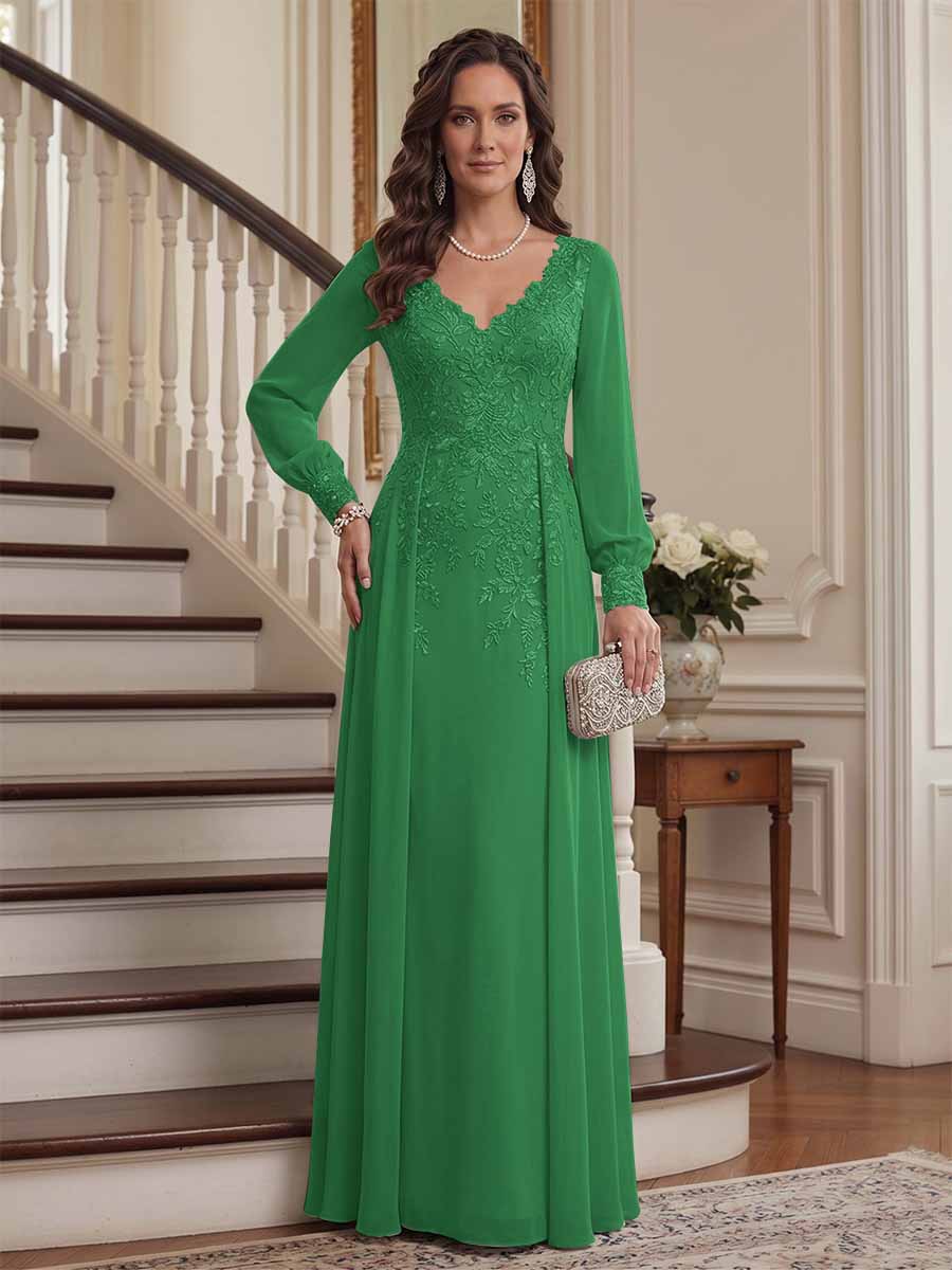 Aveline forest green front view mother of the bride dress