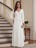 Aveline ivory front view mother of the bride dress
