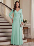 Aveline mint green front view mother of the bride dress