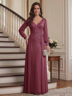Aveline plum front view mother of the bride dress