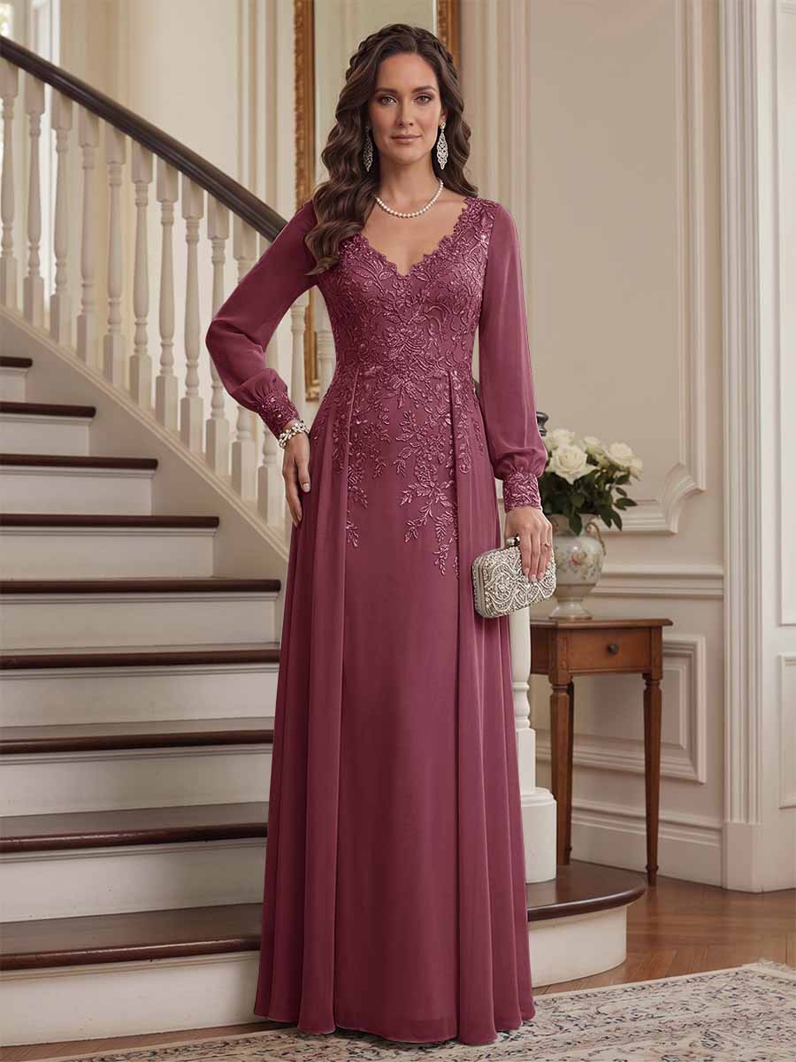 Valencia Belle Plum front view mother of the bride dress