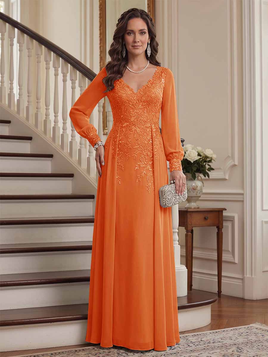 Aveline orange front view mother of the bride dress