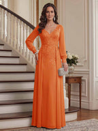 Valencia Belle Orange front view mother of the bride dress