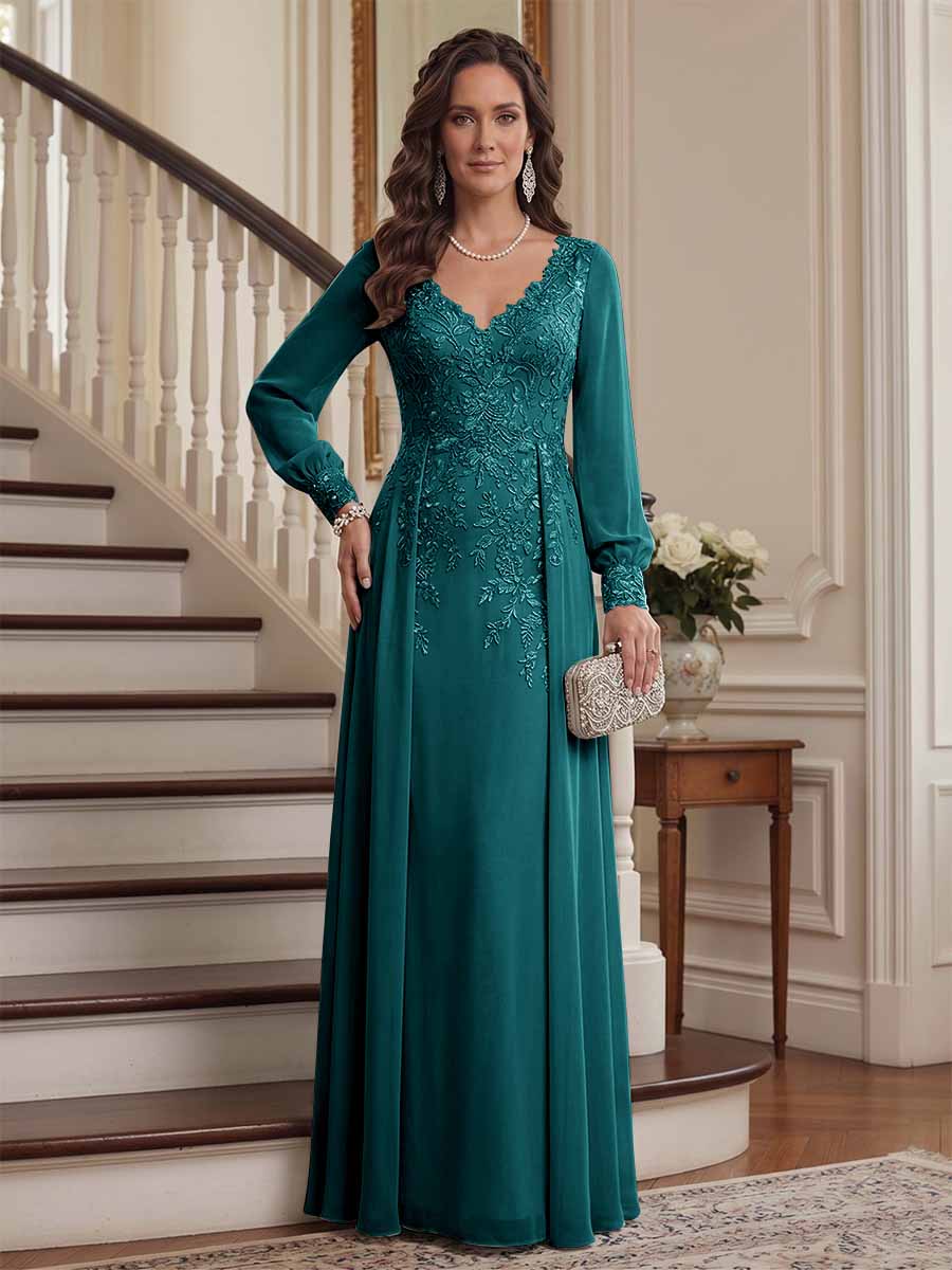 Aveline peacock front view mother of the bride dress