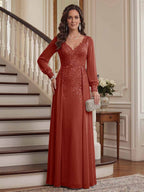 Valencia Belle Rust front view mother of the bride dress