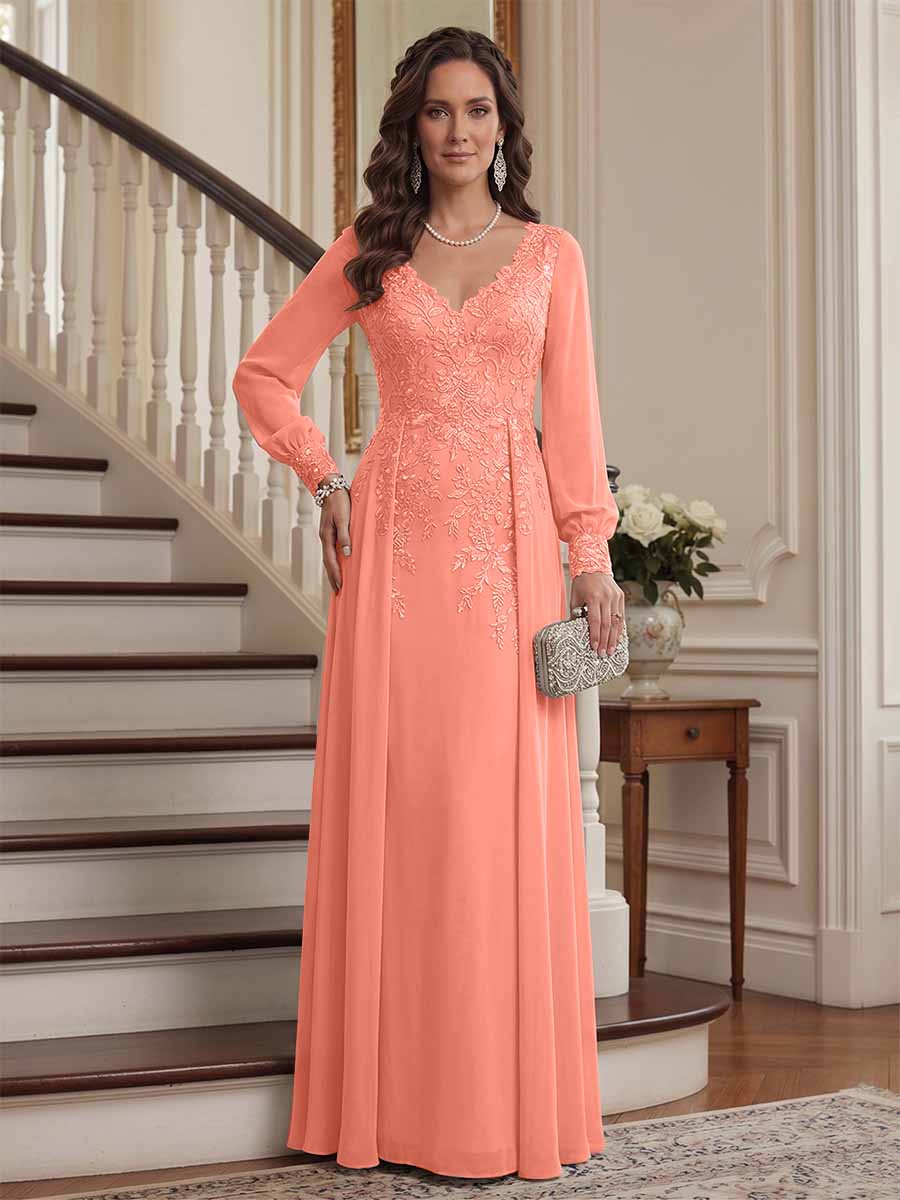 Aveline coral alternate front view 2 mother of the bride dress