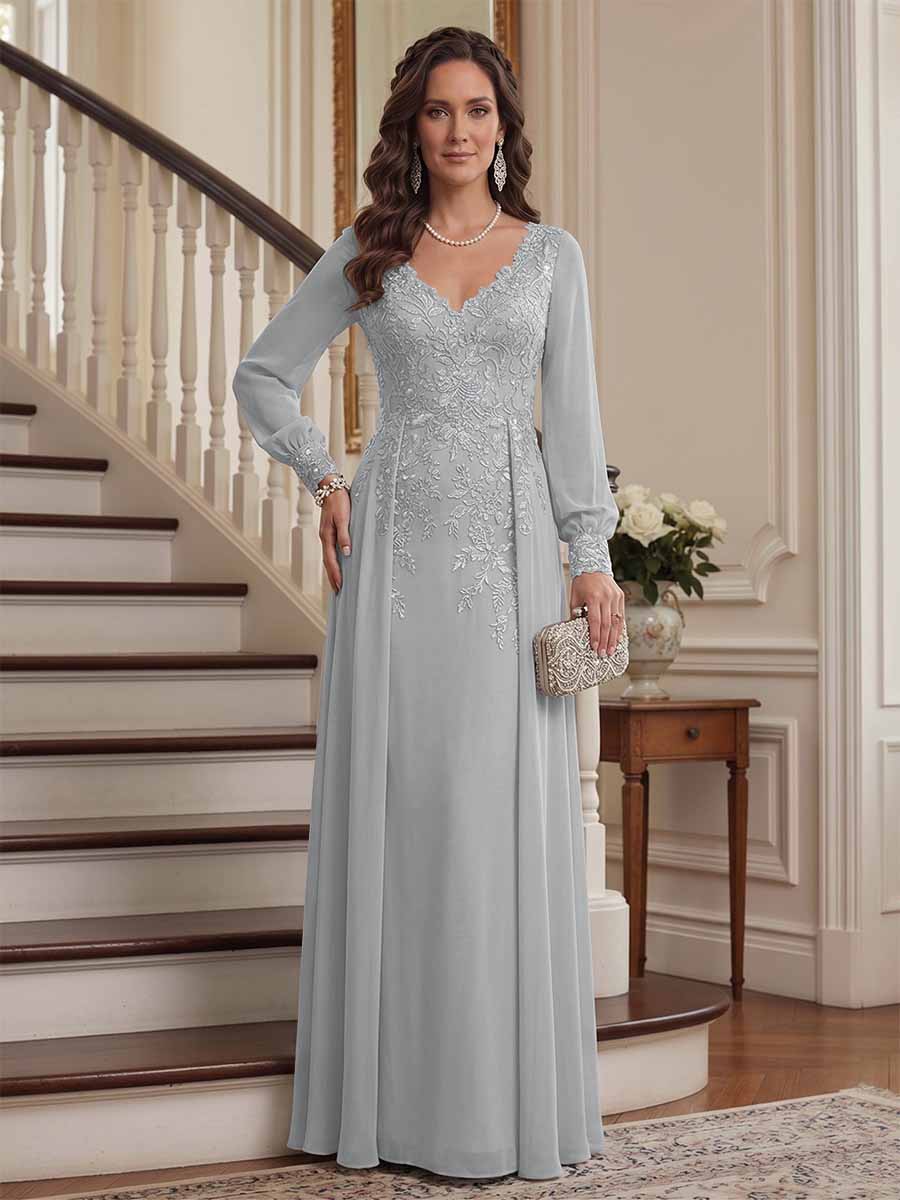 Valencia Belle Silver front view mother of the bride dress