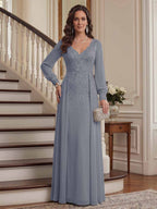 Aveline steel grey front view mother of the bride dress