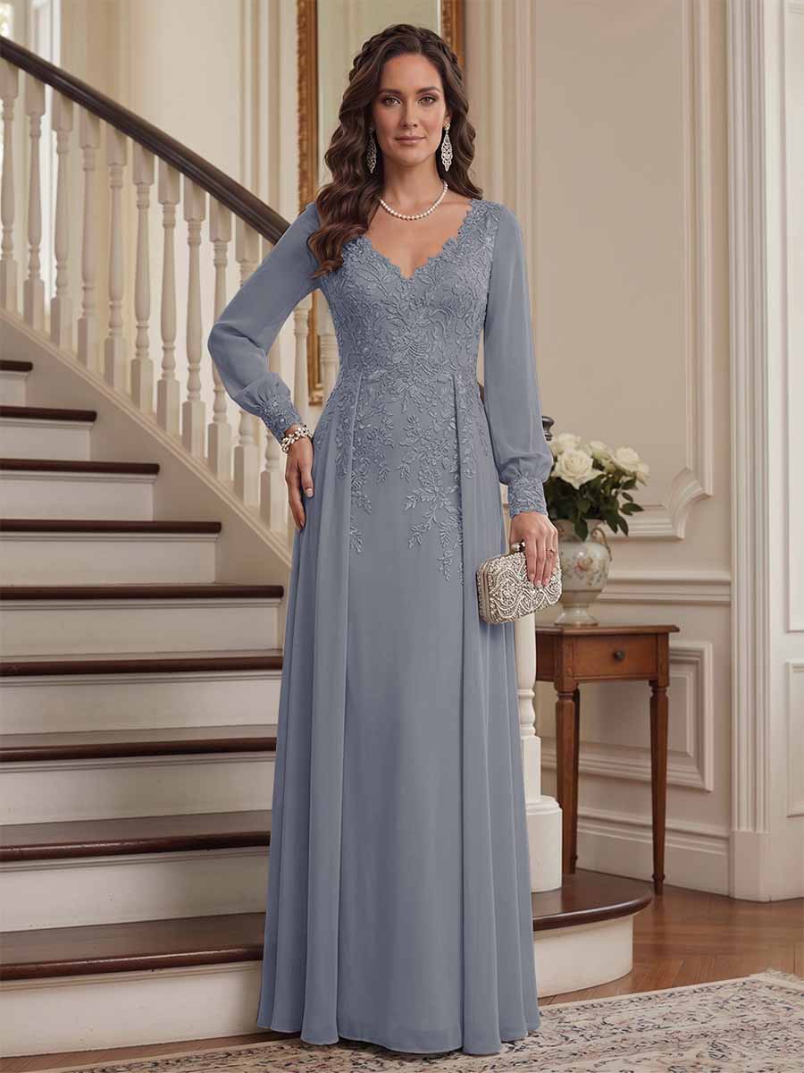 Aveline steel grey front view mother of the bride dress