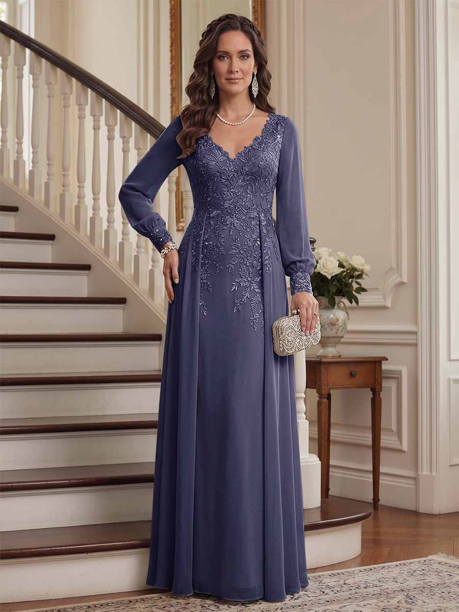 Valencia Belle Dusty Blue back view mother of the bride dress