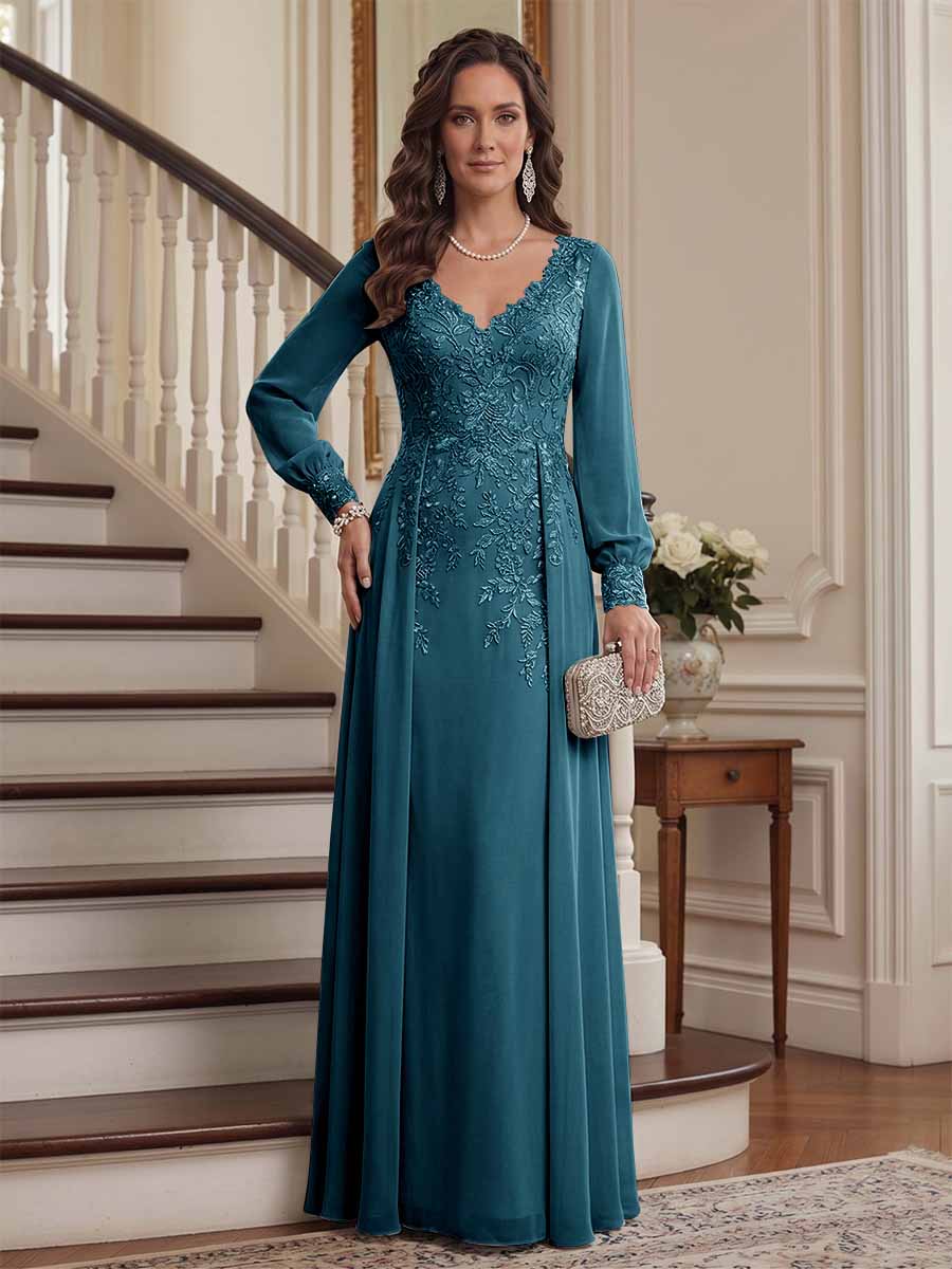 Valencia Belle Teal front view mother of the bride dress