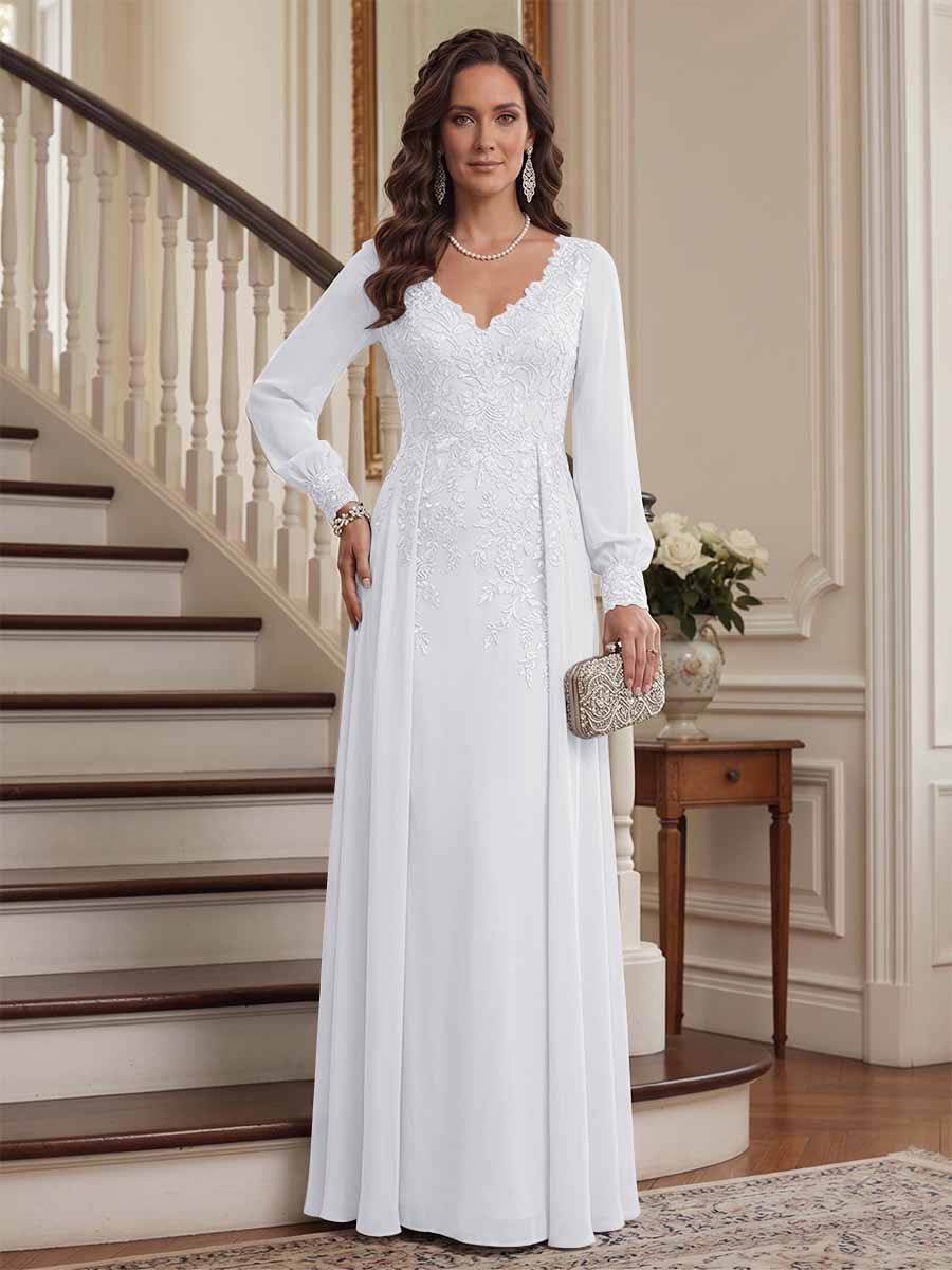 Aveline white front view mother of the bride dress