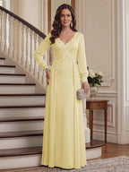 Aveline yellow front view mother of the bride dress