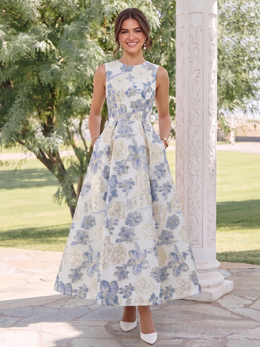 Katerina Dusty Blue front view wedding guest dress