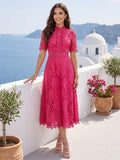 Brenna Vale Fuchsia front view wedding guest dress