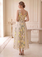 Quintessa Champagne back view wedding guest dress