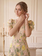 Rhiannon Champagne side view wedding guest dress