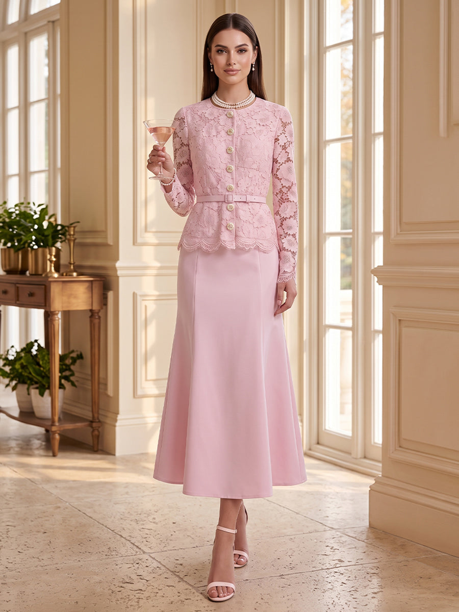 Selene Blush front view wedding guest dress