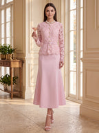 Selene Blush front view wedding guest dress