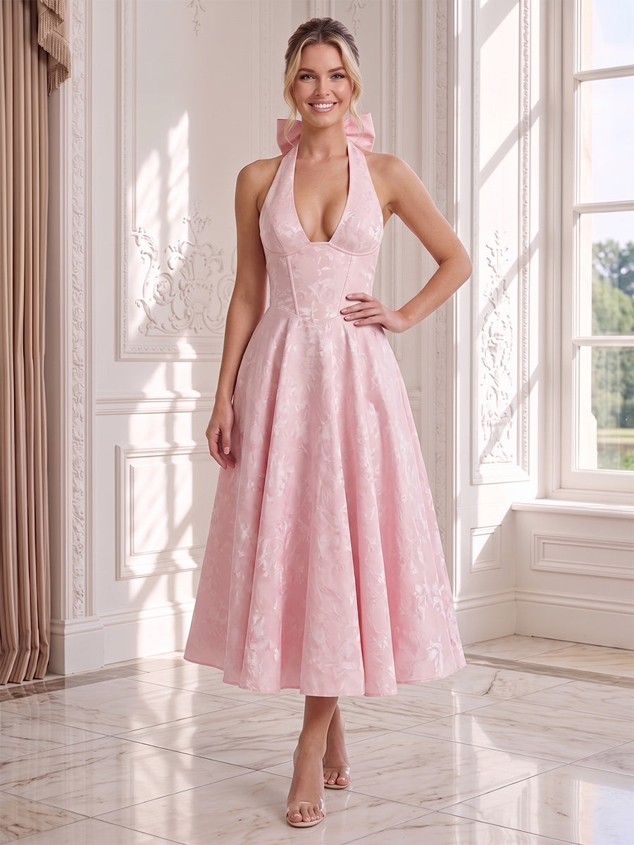 Cosima Blush front view wedding guest dress