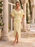 Opal Yellow front view wedding guest dress