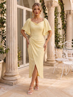 Opal Yellow front view wedding guest dress