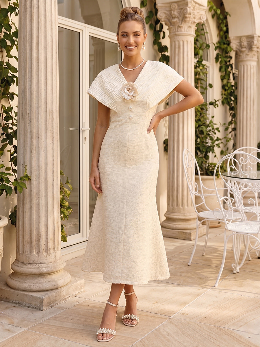Philomena Ivory front view wedding guest dress