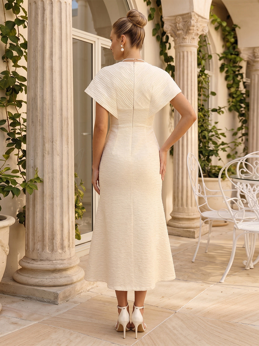 Philomena Ivory back view wedding guest dress