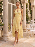 Maribel Yellow front view wedding guest dress