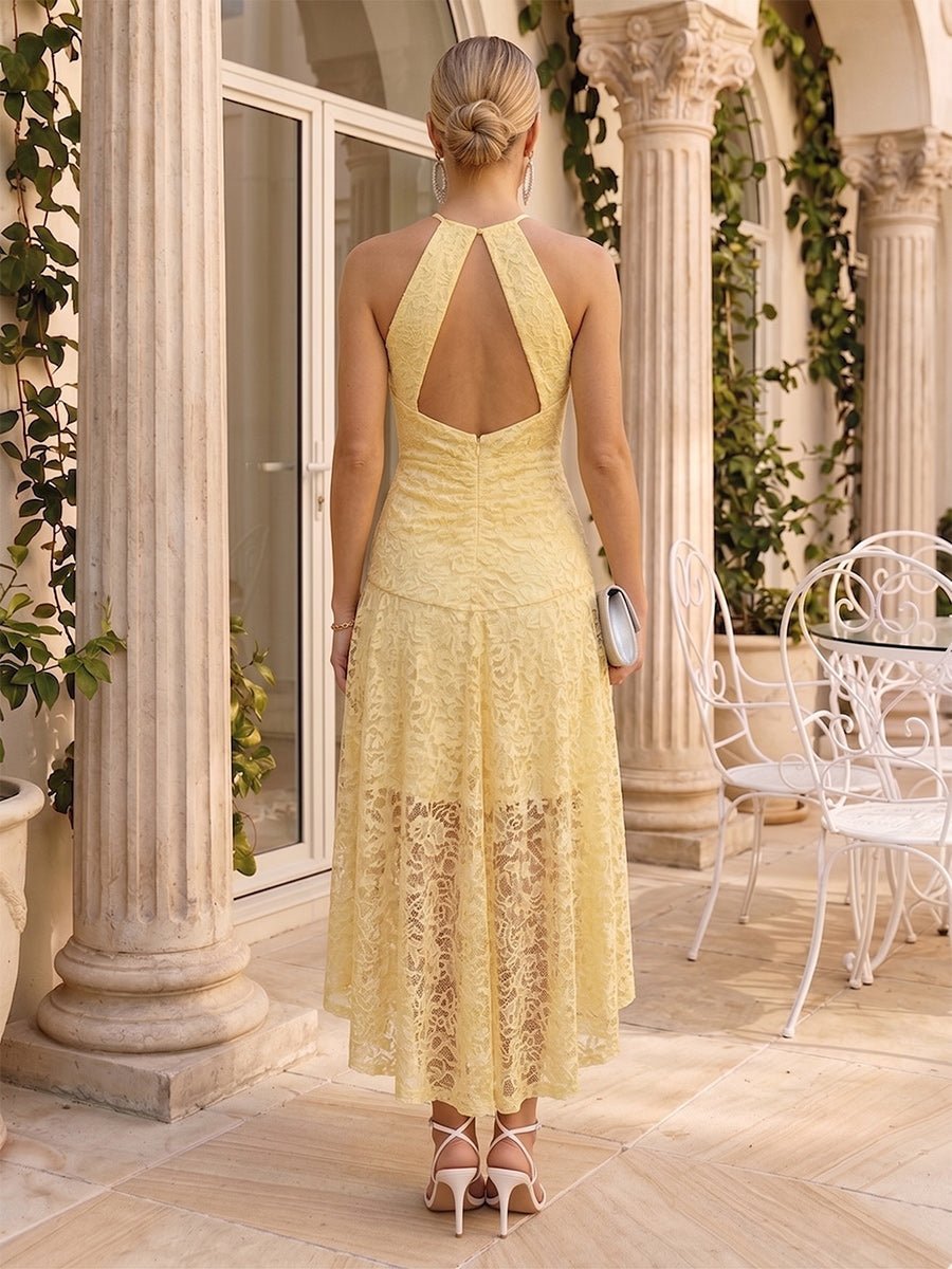 Maribel Yellow back view wedding guest dress
