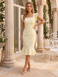 Nerine Yellow front view wedding guest dress
