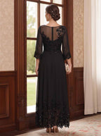 Isolde black back view mother of the bride dress