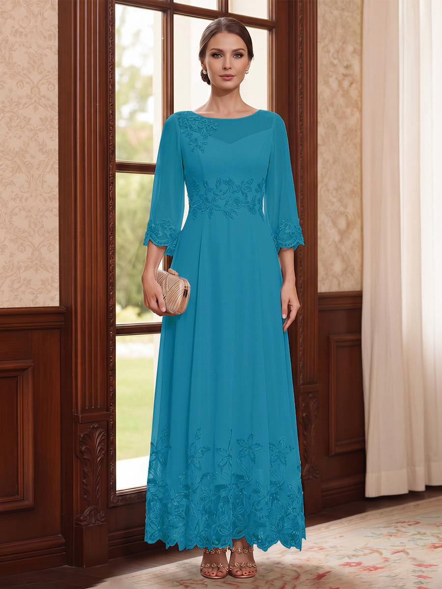 Adelise Fawn Turquoise front view mother of the bride dress