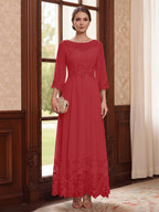 Adelise Fawn Dusty Rose front view mother of the bride dress