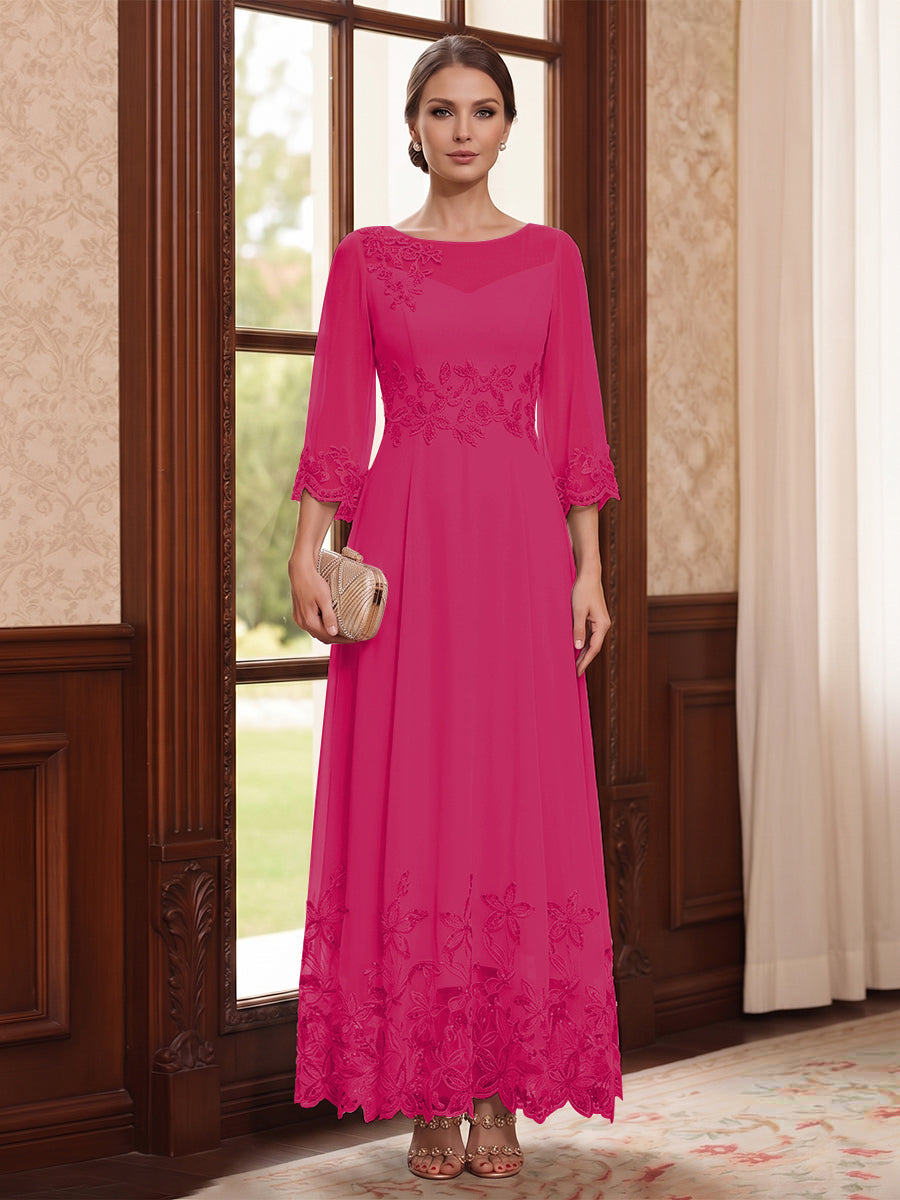 Adelise Fawn Fuchsia front view mother of the bride dress